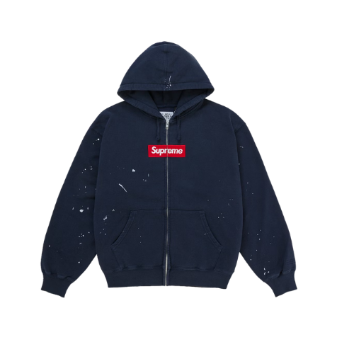 Supreme MM6 Maison Margiela Box Logo Zip Up Hooded Sweatshirt Navy