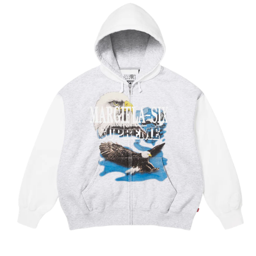 Supreme MM6 Maison Margiela Eagle Zip Up Hooded Sweatshirt White