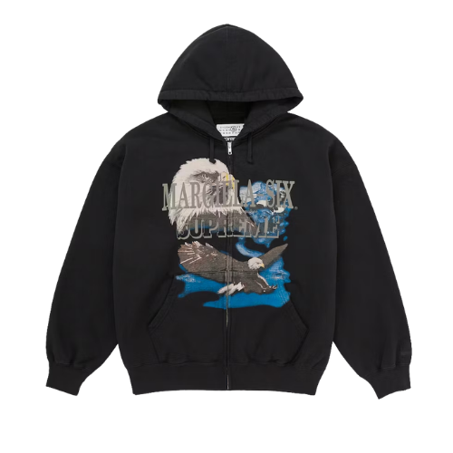Supreme MM6 Maison Margiela Eagle Zip Up Hooded Sweatshirt Black